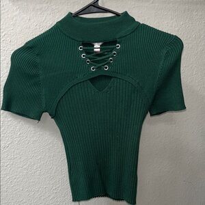 No Boundaries Forest Green Ribbed Top